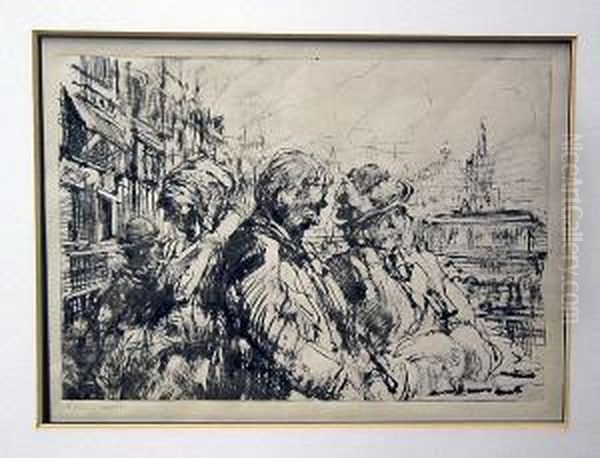 Street Screen; After The Picnic Oil Painting by Frank J. Van Sloun