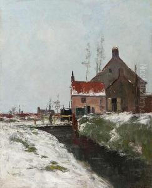 House On A Canal Oil Painting by Louis Willem Van Soest