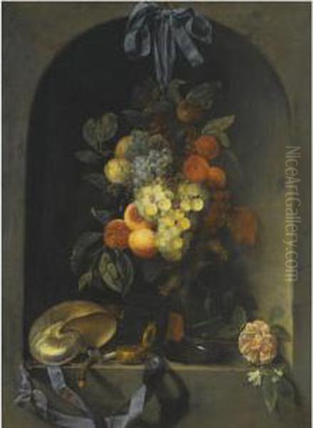 A Still Life With Peaches Oil Painting by Joris Van Son