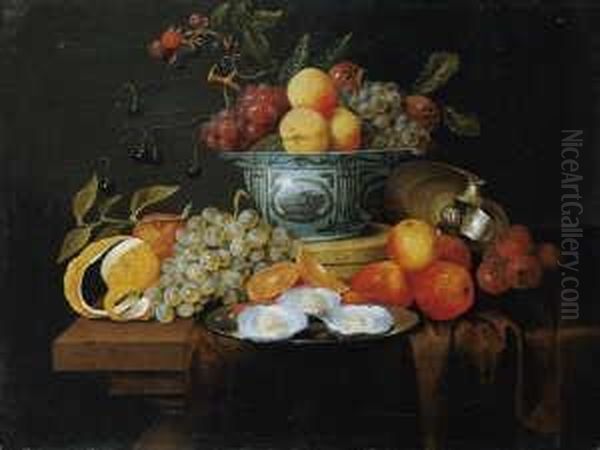 Fruchtestilleben Mit Wan-li-schale Und Austern Auf Einem Teller. Oil Painting by Joris Van Son
