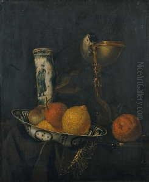 Fruchtestilleben Mit 
Nautiluspokal Und Chinesischem Porzellan. Ol Auf Leinwand (doubliert). H
 51; B 41,5 Cm. Provenienz: Aus Deutschem Adelsbesitz; Privatsammlung, 
Nordrheinwestfalen. E. Gemar-koeltzsch Schrieb Uber J. Van Streeck (in: 
Hollandisch Oil Painting by Juriaen van Streeck