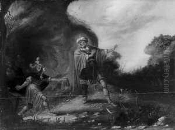Szene Aus Dem Alten Testament. 
David Zeigt Saul Einen Zipfel Seines Rockes, Als Beweis, Das Er Wahrend 
Der Nacht In Der Hohle War, In Der Saul Schlief (1 Samuel, 24, 12). Oil Painting by Rombout Van Troyen