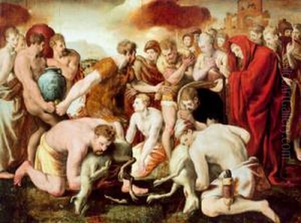 Scena Sacrificale Veterotestamentaria Oil Painting by Otto van Veen