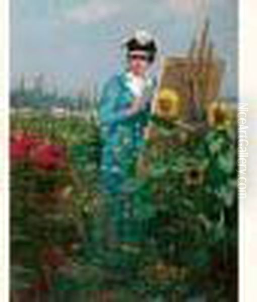 La Peinture En Plein Air Oil Painting by Gustave Vanaise