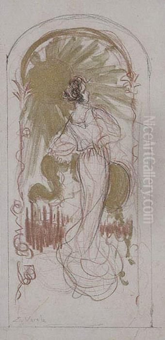 Alegoria Del Atardecer Oil Painting by Eulogio Varela Y Sartorio