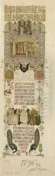 Menu Of The Coronation Banquet 
Of The Emperor Nicholas Ii Alexandrovich And His Consort Alexandra 
Feodorovna Oil Painting by Viktor Vasnetsov