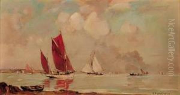 Bateaux Thoniers Et Saroiniers, 
Bretagne; And Le Petit Port Delanriec-concarneau, Finistere Oil Painting by Ernest Vauthrin