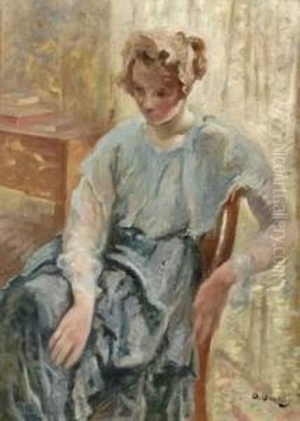 Femme Pensive Oil Painting by Otto Vautier