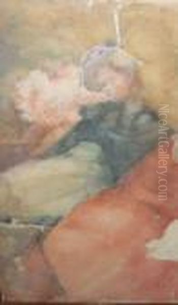 - Femme Assise
Esquisse Aquarellee Monogrammee En Bas A Droite Oil Painting by Otto Vautier