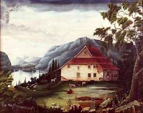 Washingtons headquarters at Newburgh on the Hudson Oil Painting by James William Fosdick