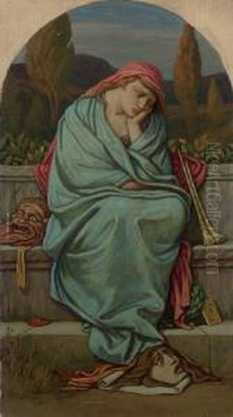Muse Of Tragedy Oil Painting by Elihu Vedder