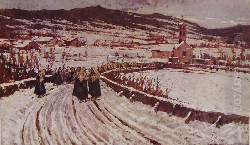 Evening in November Oil Painting by Francesco Filippini