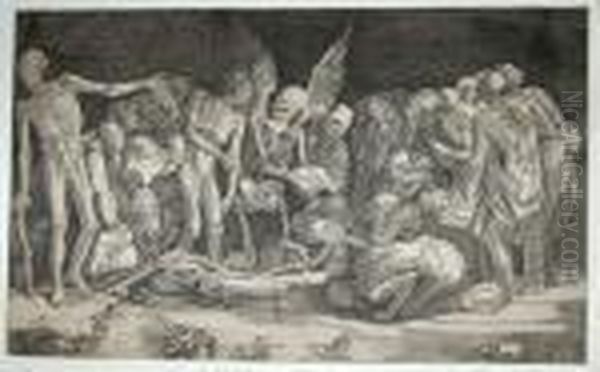 <les Squelettes>, 1518. Gravure D'apres
Baccio Bandinelli Oil Painting by Agostino dei Musi