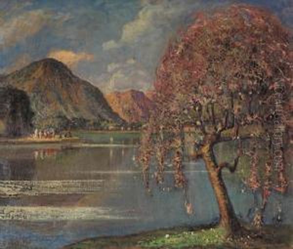 Lago D'orta Oil Painting by Giulio Romano Vercelli