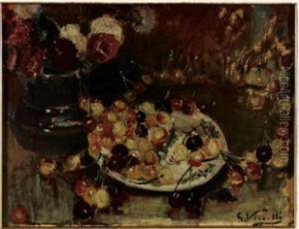Natura Morta Con Le Ciliegie Oil Painting by Giulio Romano Vercelli