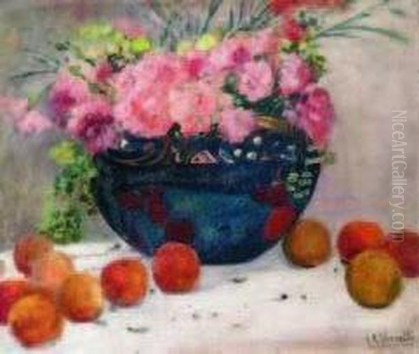 Natura Morta Con Fiori E Frutta Oil Painting by Giulio Romano Vercelli