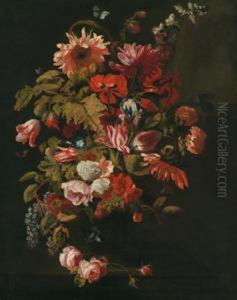 Grande Natura Morta Floreale Oil Painting by Simon Pietersz. Verelst