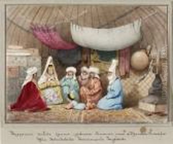 Reiche Kirgisin (sultanin?) Mit
 Sohn Und Dienerschaft In Einem Wohnzelt (kibitka). Oil Painting by Vasili Vasilyevich Vereshchagin