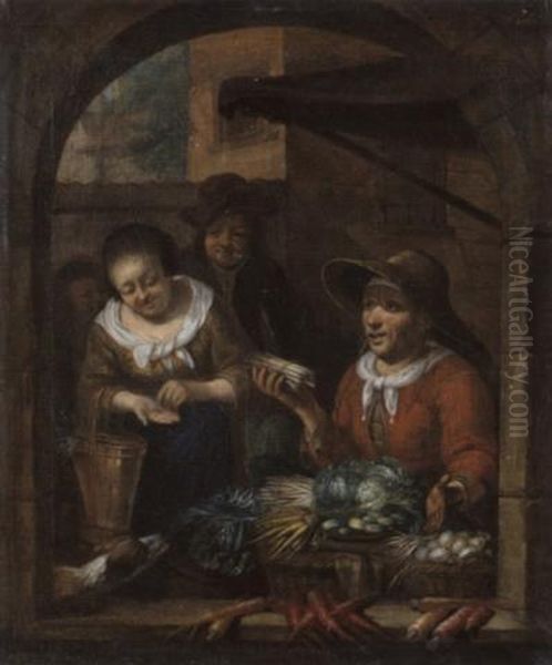 Gemuseverkauferin Oil Painting by Nicholas Verkolje