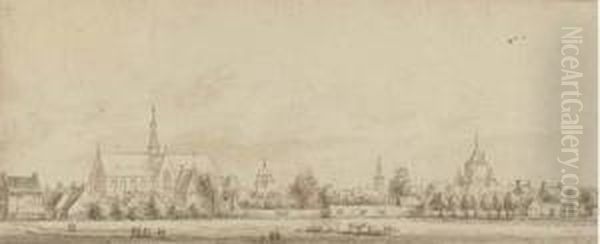 View Of A Cathedral Town Oil Painting by Jan Wijnants