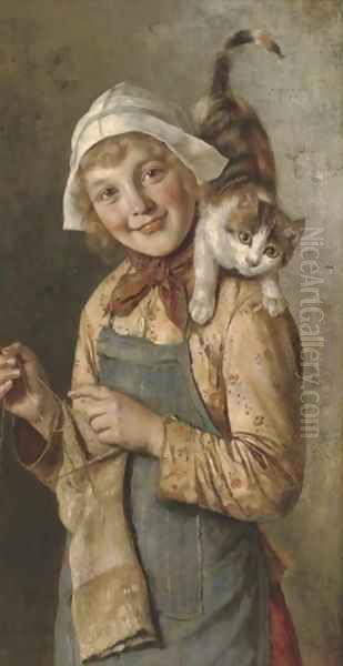 Young friends Oil Painting by Rudolf Hirth Du Frenes