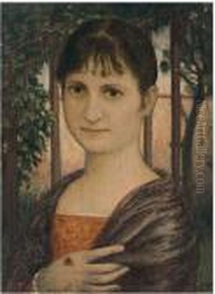 Ritratto Di Margherita, 1901
 Olio Su Tavola, Cm. 19x13,5 Oil Painting by Otto Vermehren