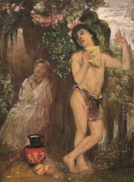 Daphnis E Amaryllis (die Klage Des Hirten - Il Lamento Del
 Pastore) Oil Painting by Otto Vermehren