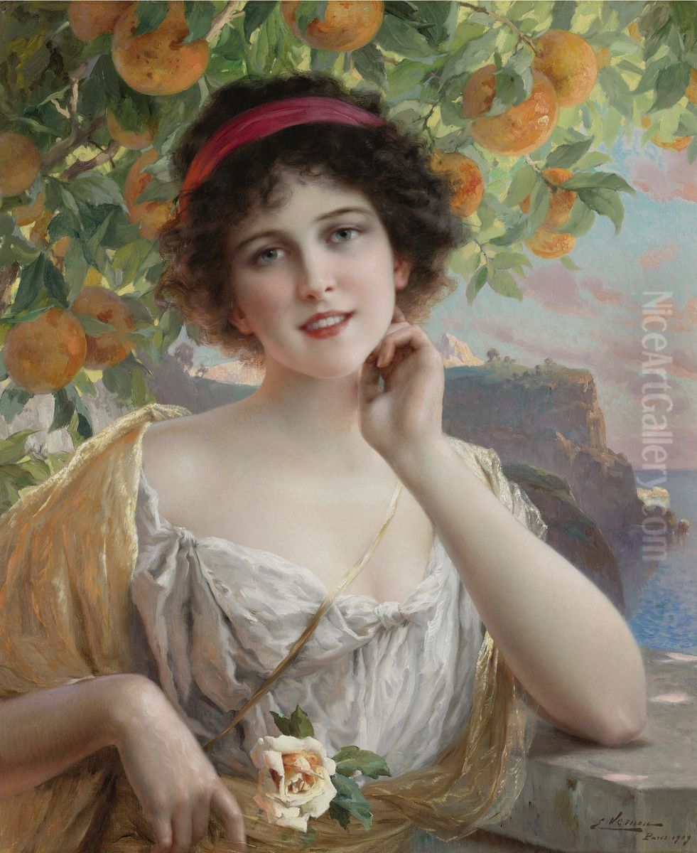 Beauty Under The Orange Tree Oil Painting by Emile Vernon