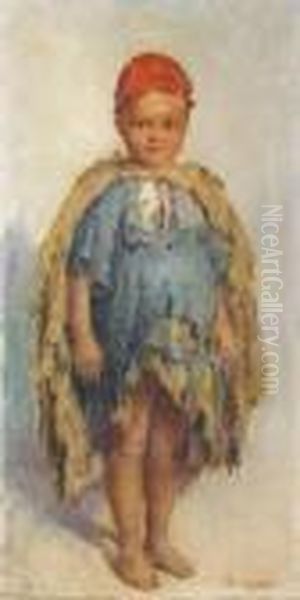 L'enfant Au Bonnet Rouge Oil Painting by Edouard Verschaffelt