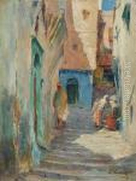Ruelle Animee Dans La Kasbah Oil Painting by Edouard Verschaffelt
