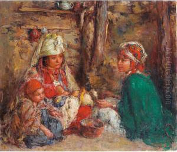 Famille Berbere Oil Painting by Edouard Verschaffelt