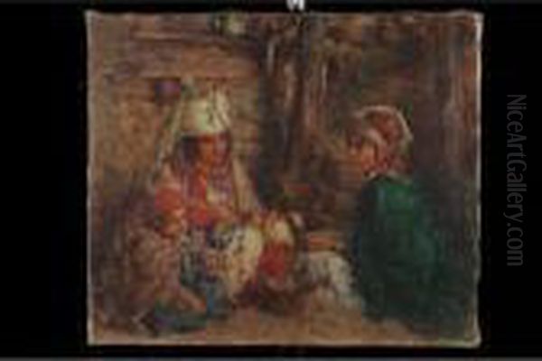 Femmes Et Enfants Berberes Oil Painting by Edouard Verschaffelt