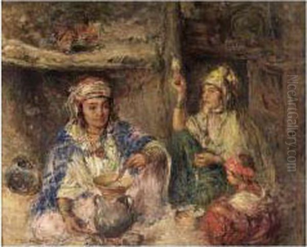 La Preparation Du Repas Oil Painting by Edouard Verschaffelt