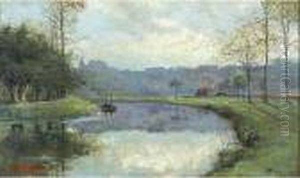 Riviergezicht (1899) Oil Painting by Edouard Verschaffelt