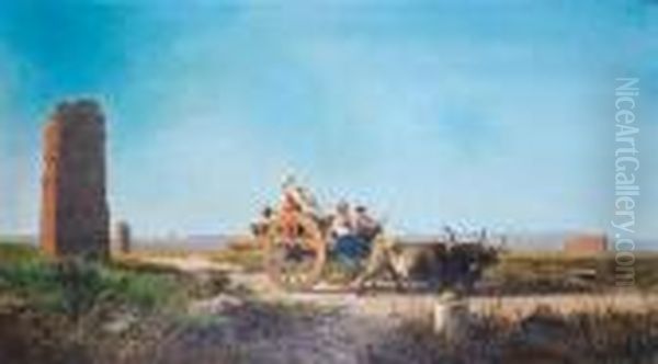 Road To Pompeii Oil Painting by Achille Vertunni