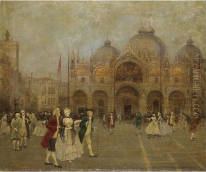 Piazza San Marco, Venezia Oil Painting by Cesare Vianello