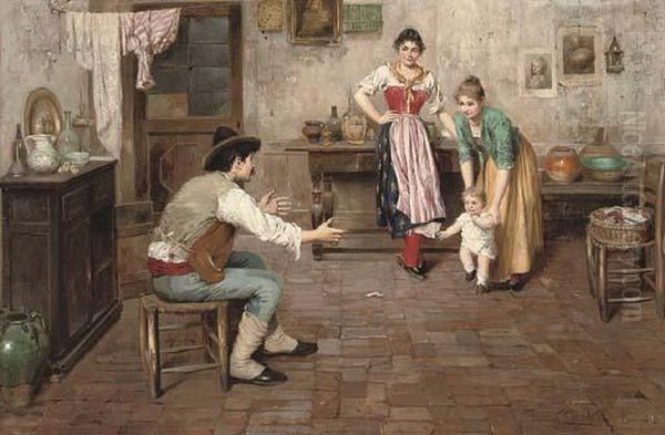 First Steps Oil Painting by Cesare Vianello