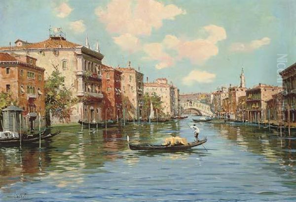 On The Grand Canal, Venice Oil Painting by Cesare Vianello