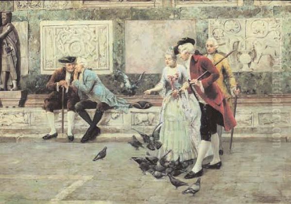 Pettegolezzi Oil Painting by Cesare Vianello