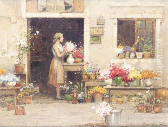 The Flower Seller Oil Painting by Cesare Vianello