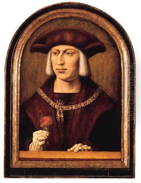 Portrait of Emperor Maximilian I von Habsburg (1459-1519) Oil Painting by Master Of Frankfurt