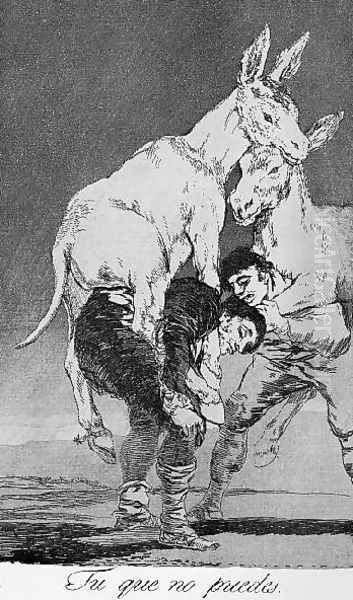 Caprichos Plate 42 They Who Cannot Oil Painting by Francisco Goya Fuendetodos