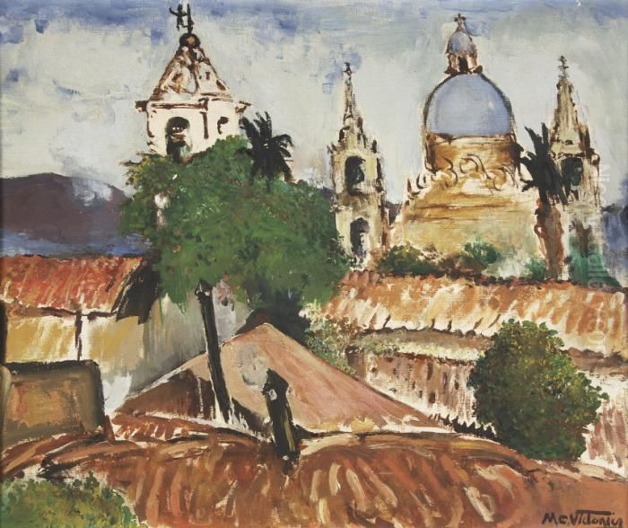 Los Techos De La Ciudad Oil Painting by Miguel Carlos Victorica