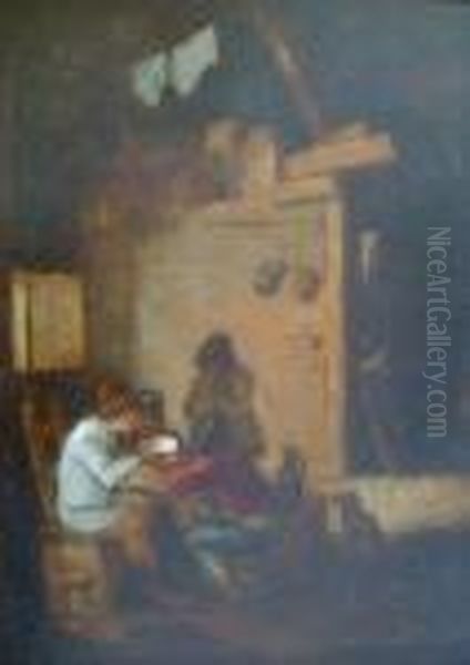 Peasants In An Interior Oil Painting by Anthonie Victoryns