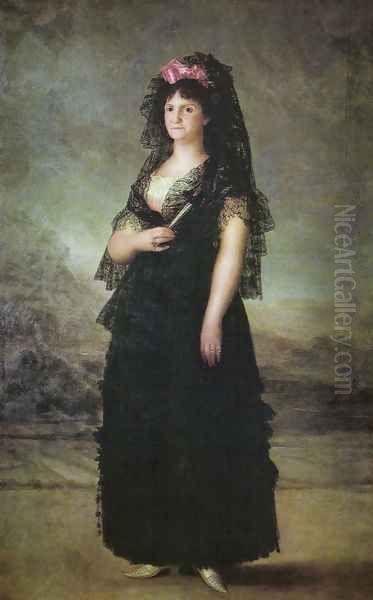 La reina Maria Luisa con mantilla Oil Painting by Francisco Goya Fuendetodos