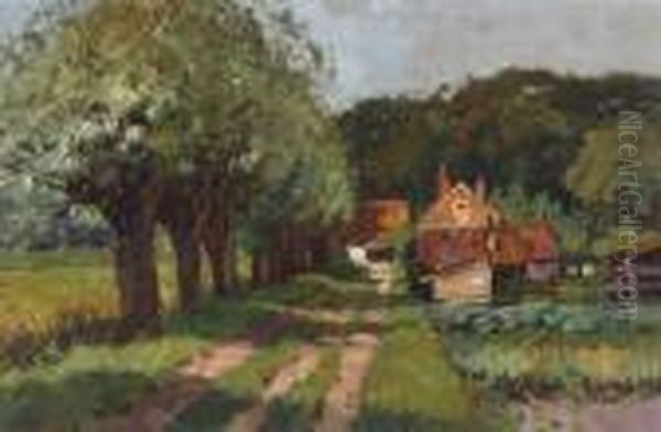 Houses In The'bollenstreek' Oil Painting by Bernard, Ben Viegers