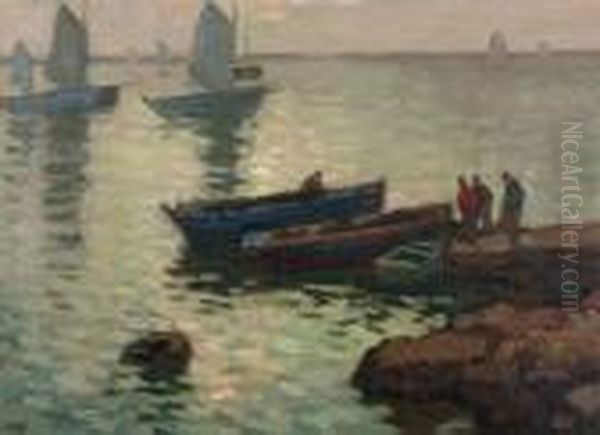 Vissersschepen Bij Concarneau Oil Painting by Bernard, Ben Viegers