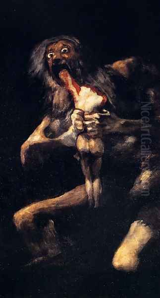 Saturn Devouring His Sons Oil Painting by Francisco Goya Fuendetodos