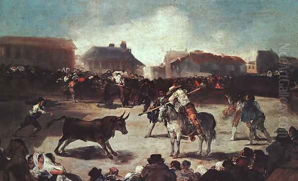 Village Bullfight Oil Painting by Francisco Goya Fuendetodos