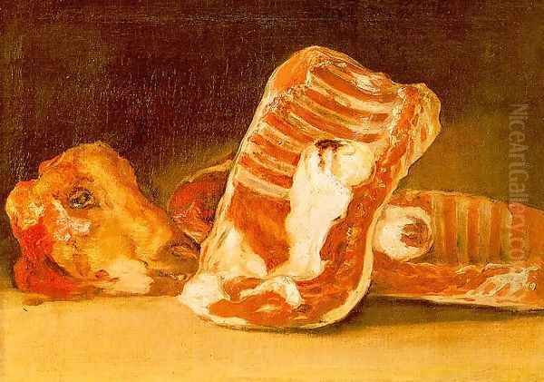 Still life with sheep's head Oil Painting by Francisco Goya Fuendetodos